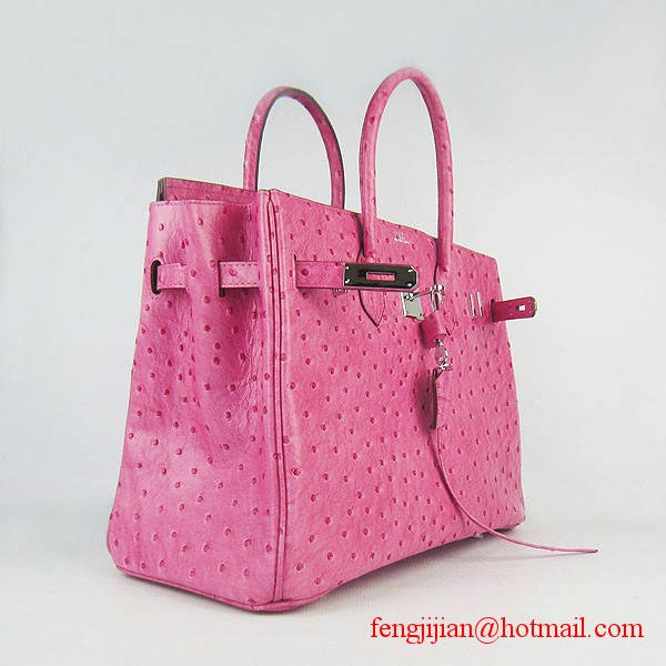 Hermes Birkin 35cm Ostrich Veins Handbag Light Peachblow 6089 Silver Hardware